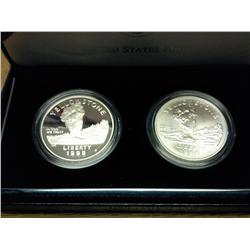 1999 YELLOWSTONE PROOF & UNC SILVER DOLLAR SET