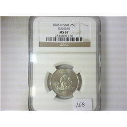 2005-D SMS KANSAS QUARTER NGC MS67