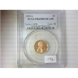 1995-S LINCOLN CENT PCGS PR69RD DCAM