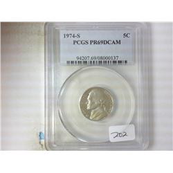 1974-S JEFFERSON NICKEL PCGS PR69 DCAM