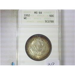 1952 WASHINGTON/CARVER HALF ANACS MS64