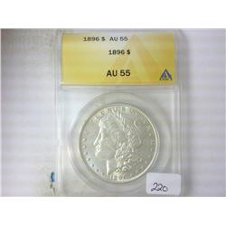 1896 MORGAN SILVER DOLLAR ANACS AU55