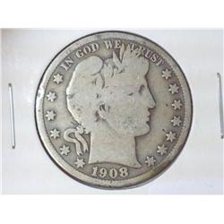 1908-D BARBER HALF DOLLAR (VERY GOOD)