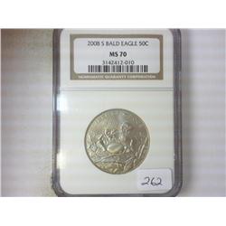 2008-S BALD EAGLE HALF DOLLAR NGC MS70