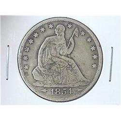 1854 WITH ARROWS SEATED LIBERTY HALF DOLLAR