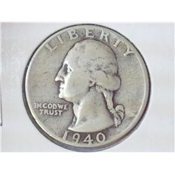 1940 WASHINGTON SILVER QUARTER