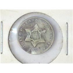1852 THREE CENT PIECE (SILVER) BENT