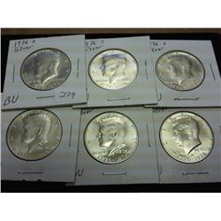 6-1976-S SILVER KENNEDY HALF DOLLARS (UNC)