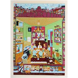 Ralph Fasanella, Dinner Table, Serigraph
