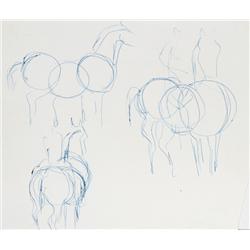 Alexandre Sacha Garbell, Horse Study, Ink Drawing