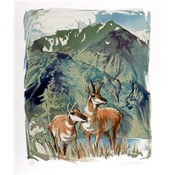 Everett Hibbard, Prong Horn Antelope, Lithograph