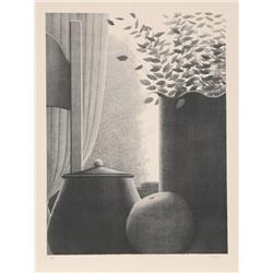 Robert Kipniss, Curtains and Leaves , Lithograph