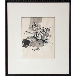 Shlomo Koren, Lot of Two Abstract Ink Drawings
