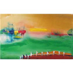 Edward Longo, Montauk Marina, Acrylic Painting