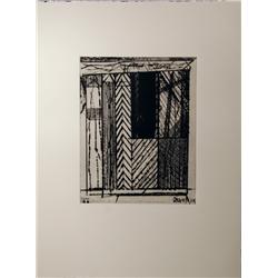 Garner Tullis, Ludwig Kirchner's Door, Davos Switzerland, Etching