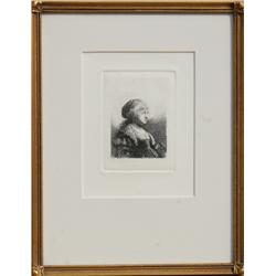Rembrandt van Rijn, Saskia with Pearls in Her Hair, Etching