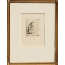 Rembrandt van Rijn, Beggar Woman Leaning on a Stick, Etching