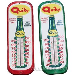 Lot Of 2 "Quiky" Tin Thermometer Signs