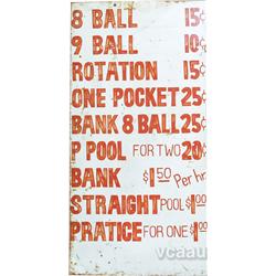 Hand-Painted Pool Hall Art Shop Tin Sign