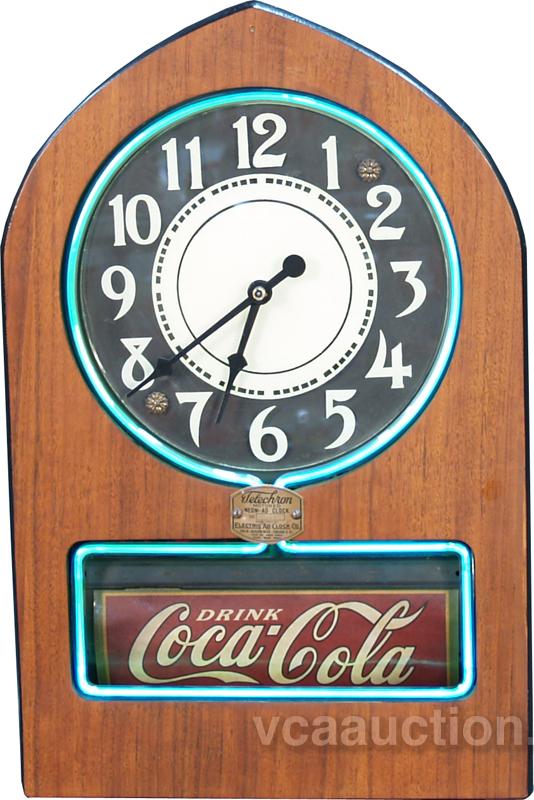 Vintage Wooden Telechron Motored Neon Ad Clock