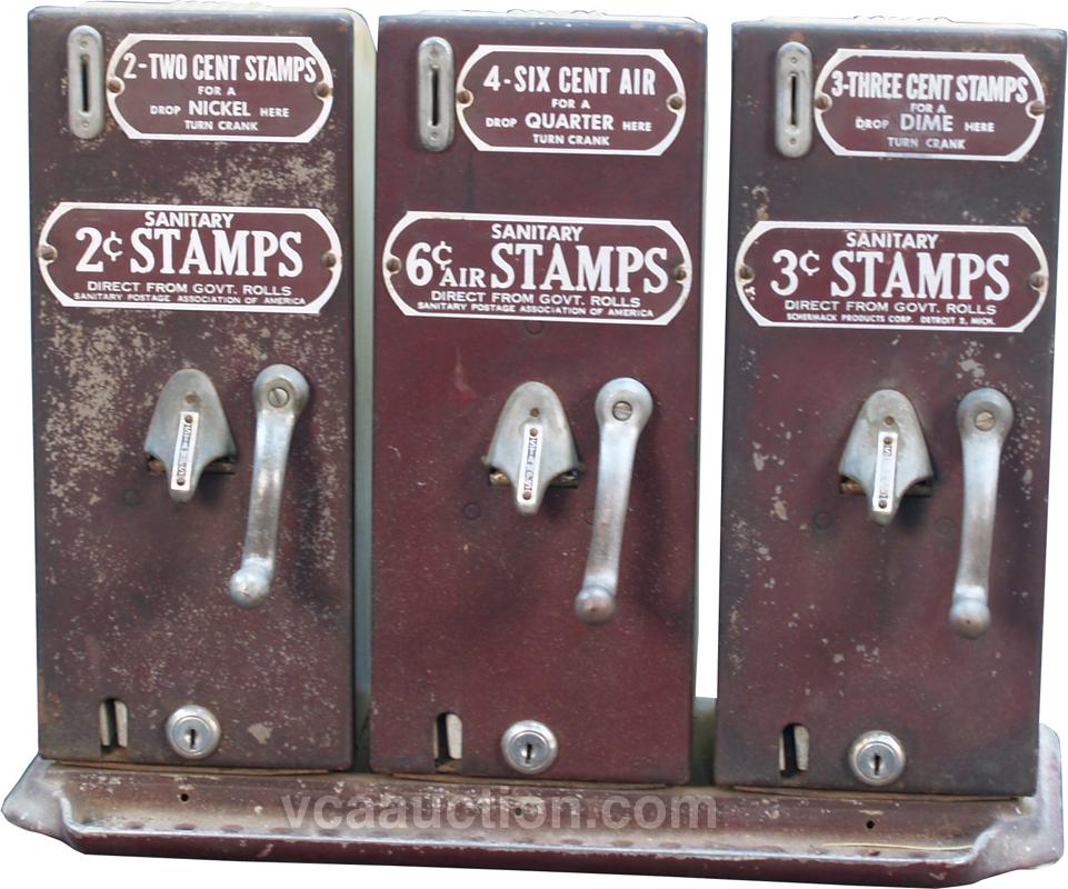 CoinOp Vintage Sanitary Postage Stamp Triple Vending