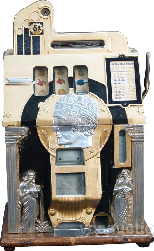 5 Cent Mills Half-Top Roman Head Double Jackpot Slot Ma