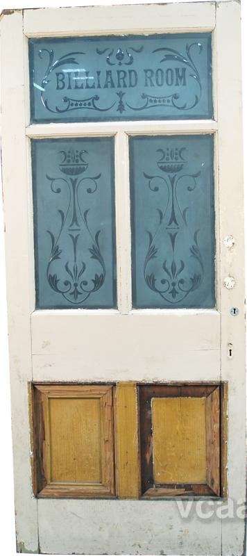 Early Fancy Frosted Glass & Wood 