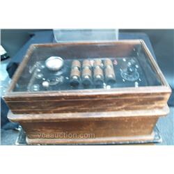 Vintage Countertop Wood & Beveled Glass Diathermy Type