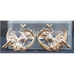 Lot Of 2, Pair Of Brass Wall Mount Miller Brewery Girls