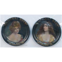 Lot Of 2 "National Beer" San Francisco, CAL. Tip Trays