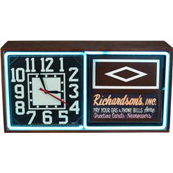 Countertop Wood & Neon Flip Advertisement Clock Sign