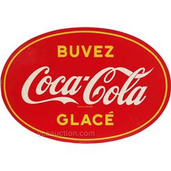 Vintage Coca Cola Tin Sign c1940's "Buvez Glace"