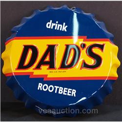 Dad's Root Beer Embossed Bottle Cap Shape Tin Sign
