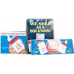Lot Of 3 Cigarette Advertisement Embossed Tin Signs: