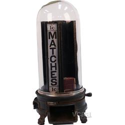 1 Cent Countertop Cast-Iron & Glass Dome Match Box Vend