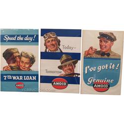 Lot Of 3 Original Vintage Amoco Dealer Advertisement Po