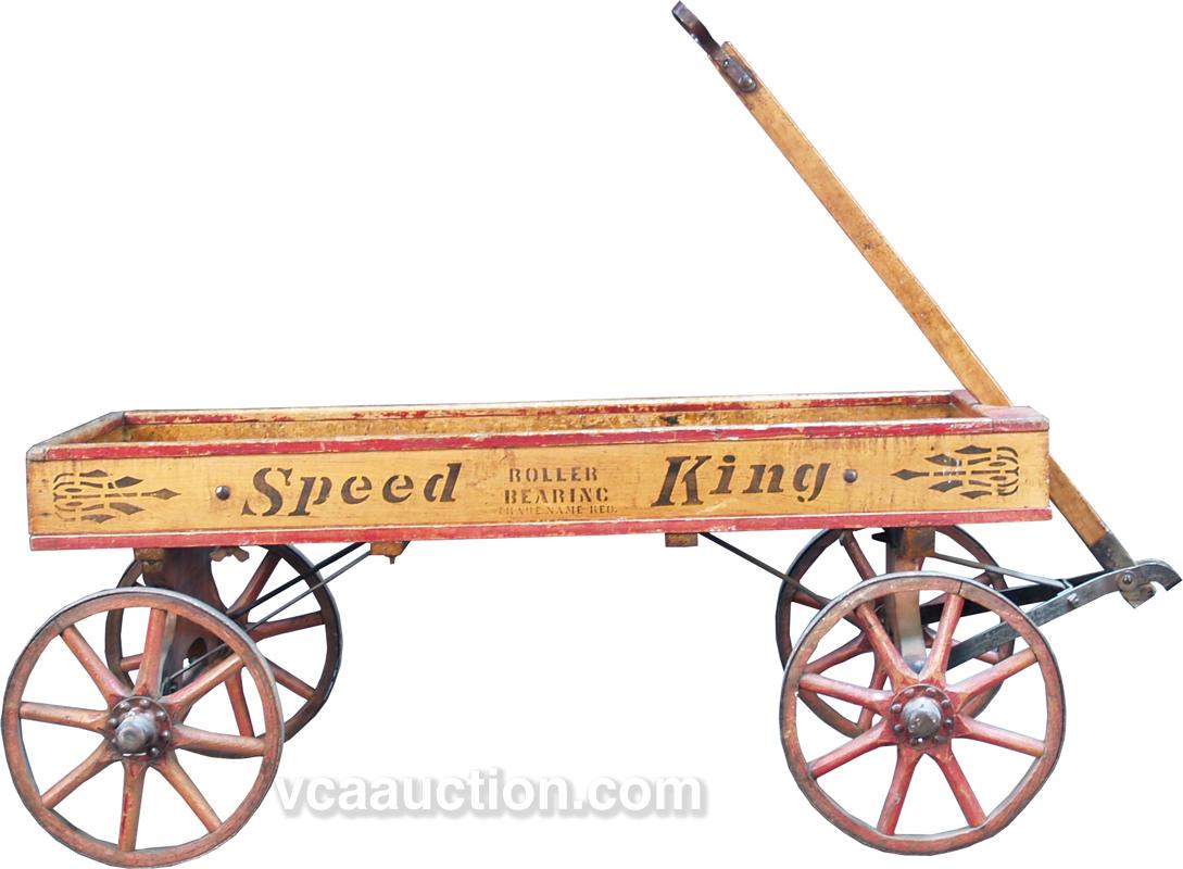 Vintage Wood & CastIron Child's "SPEED KING" Wagon