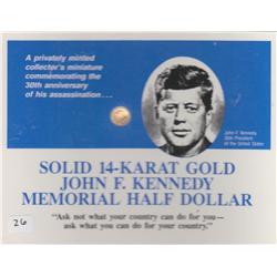 SOLID 14 KARAT GOLD KENNEDY MEMORIAL HALF