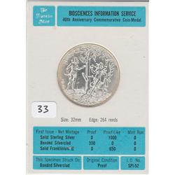 BIOSCIENCES 40th ANNIVERSARY SILVER CLAD ROUND PROOF