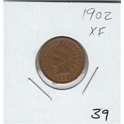 1902 INDIAN HEAD CENT XF