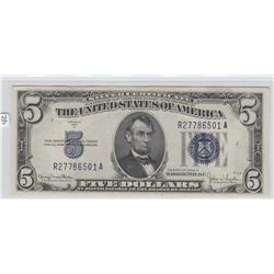 BLAZING APPEAL $5 SILVER CERTIFICATE UNC 1934