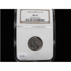 1938 D BUFFALO 5C NGC 64