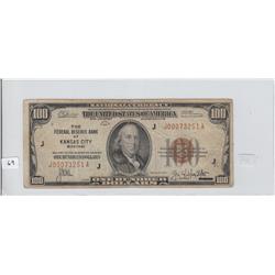 $100 ""KANSAS CITY"" FRBN 1929