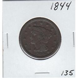 1844 LARGE CENT NICE DETAILS CHOCOLATE BROWN