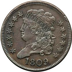 1809 C-4 R2 Repunched 0 in Date VF30+