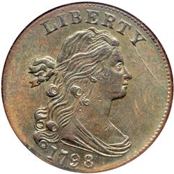 1798 S-187 R1 Style II Hair, Small 8 NGC graded MS65