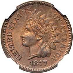 1877 Indian Head 1C NGC MS65 RB