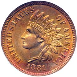 1881 Indian Head 1C NGC MS65