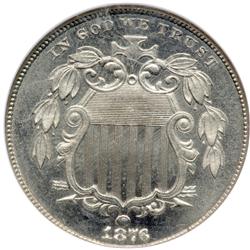 1876 Shield 5C NGC MS65