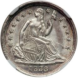 1838 Liberty Seated H10C NGC MS63
